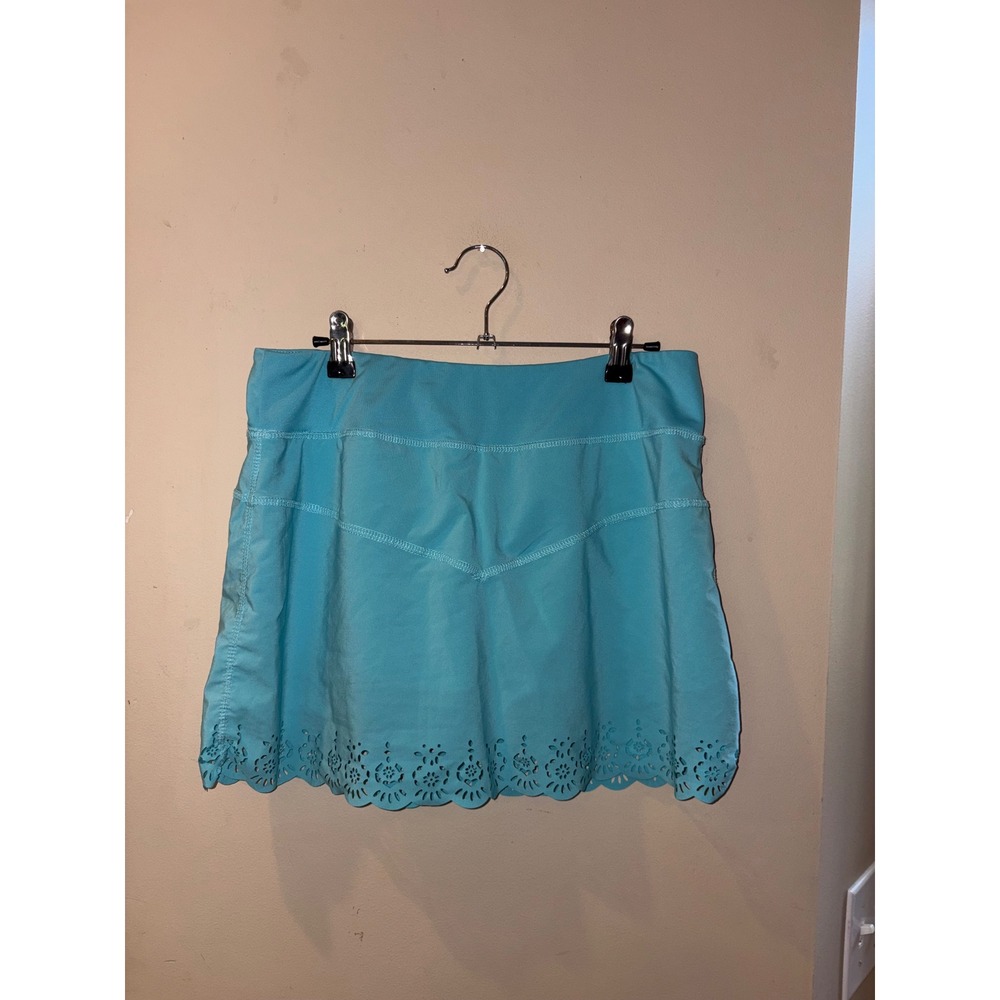 Kyodan Womens Turquoise Blue Laser Cut Scallop Hem Active Tennis Skort Large